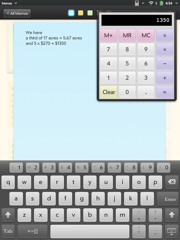 Popup Calc over Memos