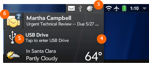 three dashboards on Touchpad