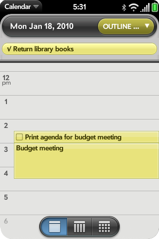 Outline Tracker items in webOS Calendar